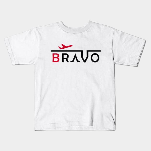 BRAVO Aviation Phonetic Alphabet Pilot Airplane Kids T-Shirt by For HerHim